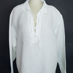THE HAVANERA COMPANY white linen blend blouse